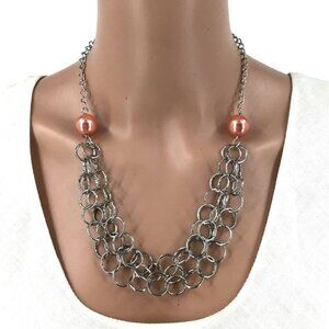 Paparazzi Daring Diva Necklace Earrings Set Silver Tone Pink New